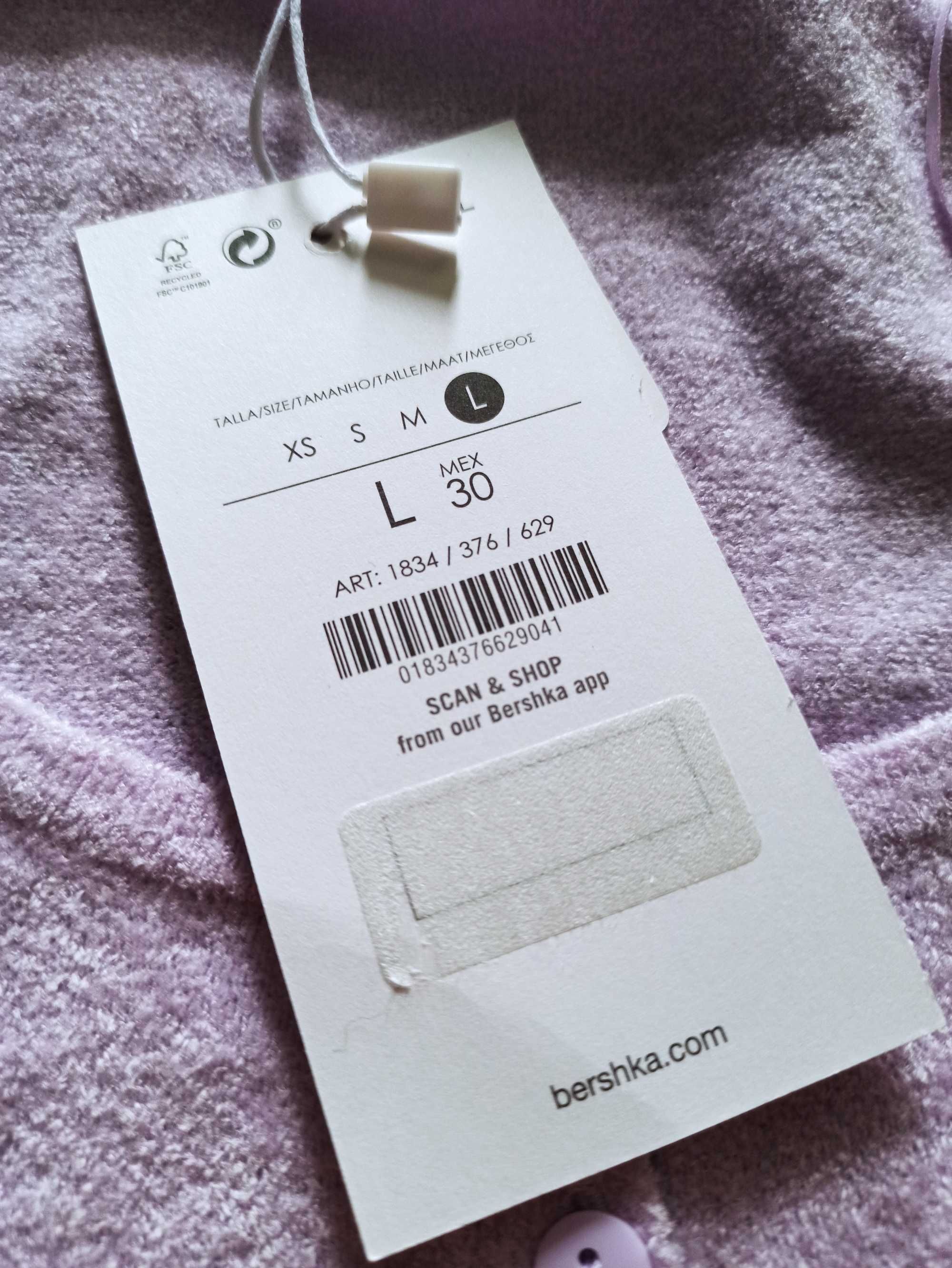 Bershka - liliowy krótki t-shirt, L