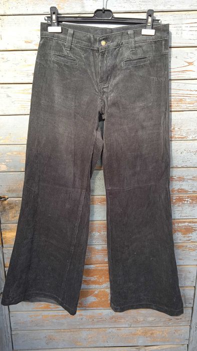 Spodnie damskie sztruksowe 30 monkee genes szerokie nogawki khaki