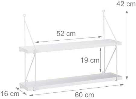 3R146 -45% wisząca półka ścienna z 2 poziomami metal biały loft