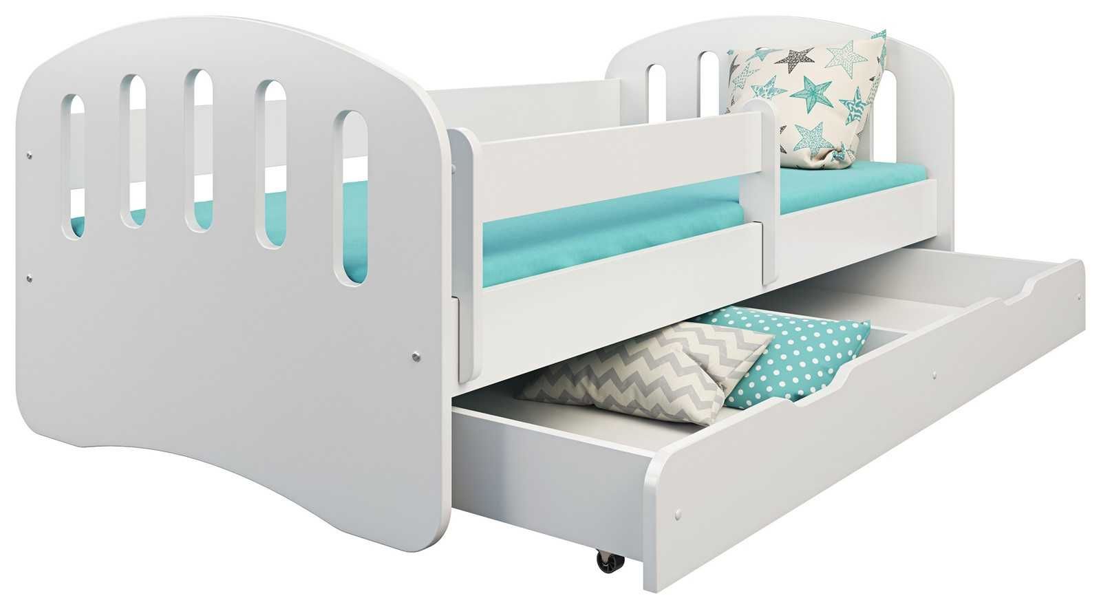 Łóżko dziecięce z szufladą i materacem JOY 160x80 - białe
