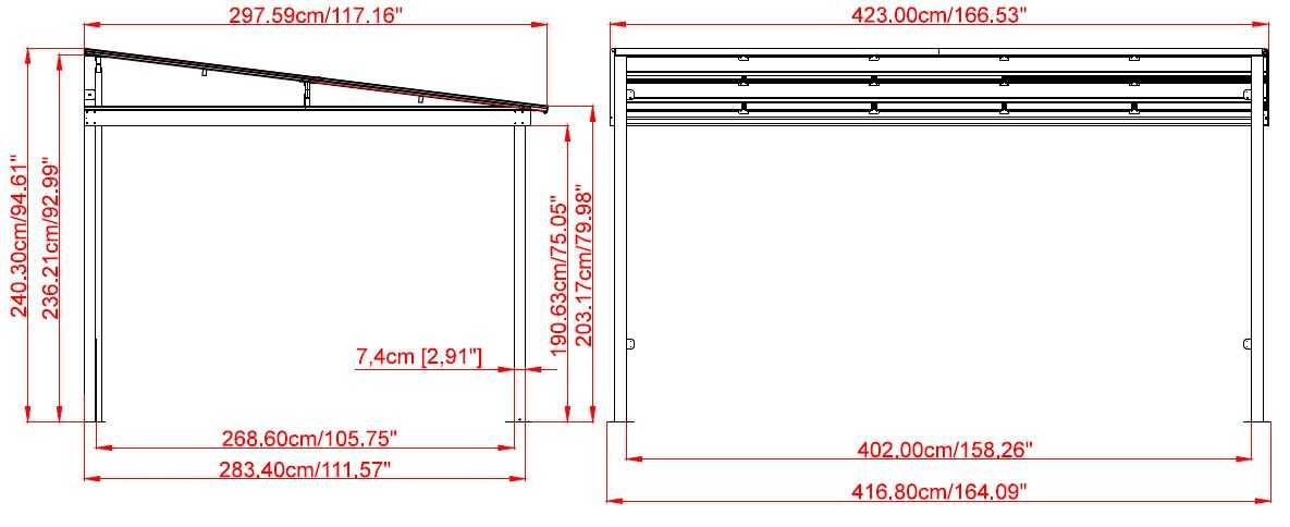 Zadaszenie tarasu 2,5x3,5 altana 3x3,6 wiata 3x4,2 aluminiowa 3,6x4,8m