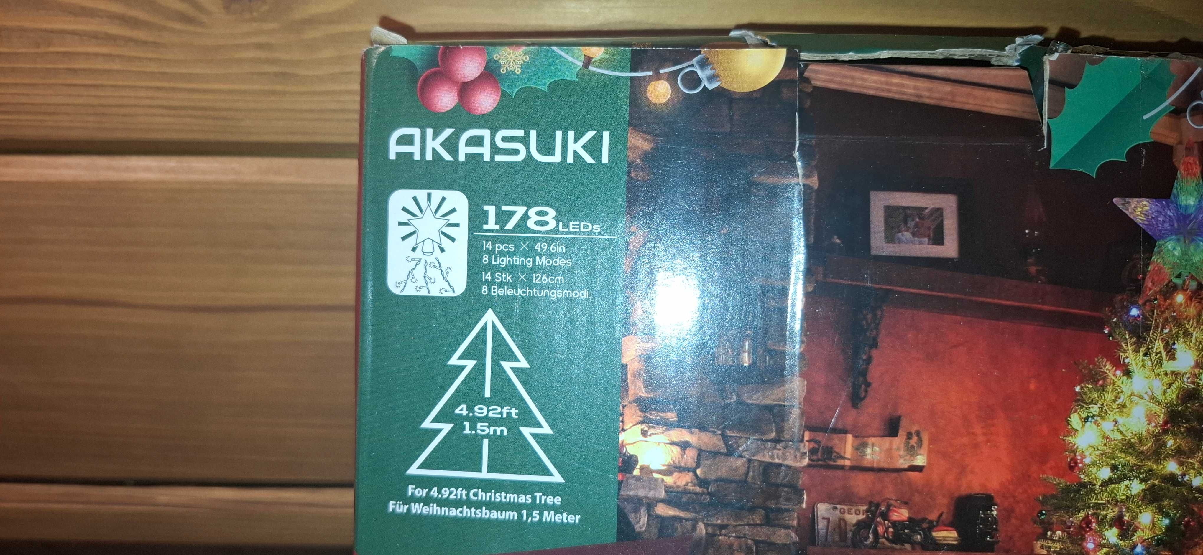 Super Zestaw - Lampki Choinkowe AKASUKI - 178 Lampek LED + Gwiazda