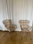 Dwa rattanowe designerskie fotele boho
