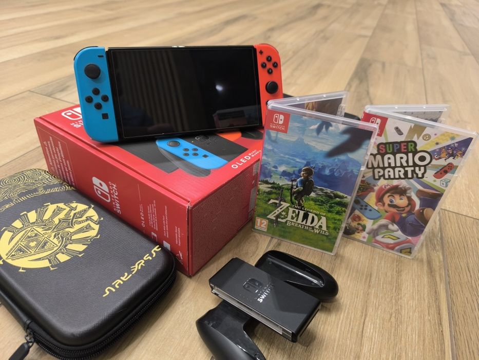 Nintendo Switch Oled Gwarancja Karta SD 128gb Zestaw Na Prezent Gry