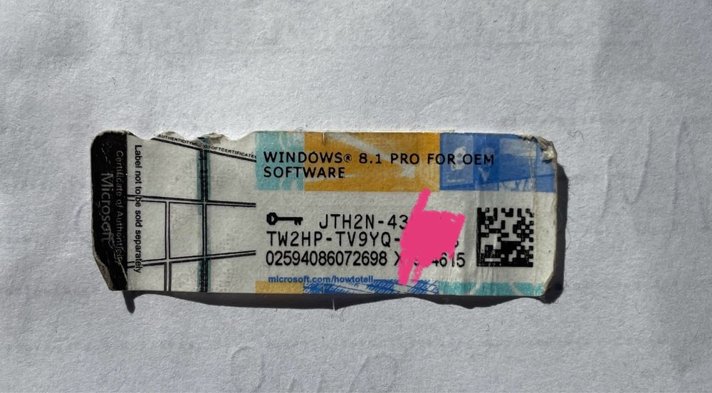 Naklejka COA licencja Widnows 8.1 pro