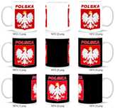Kubek ceramiczny 330 flaga godło Polski z napisem POLSKA biały czarny