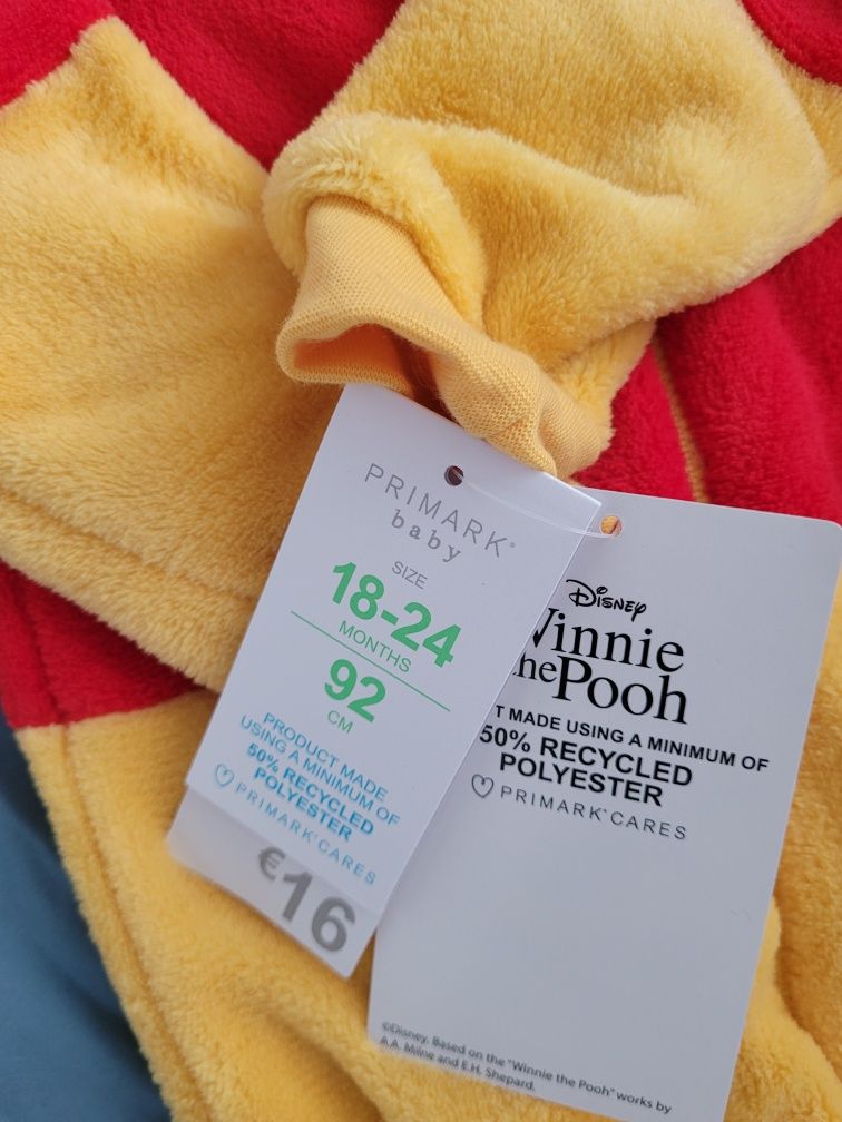 Kostium strój Kubuś Puchatek primark nowy z metką Rozmiar 92