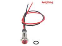 P67 Wodoodporny Metalowy Wskaźnik Ostrzegawczy LED 6mm Czerwony 220V