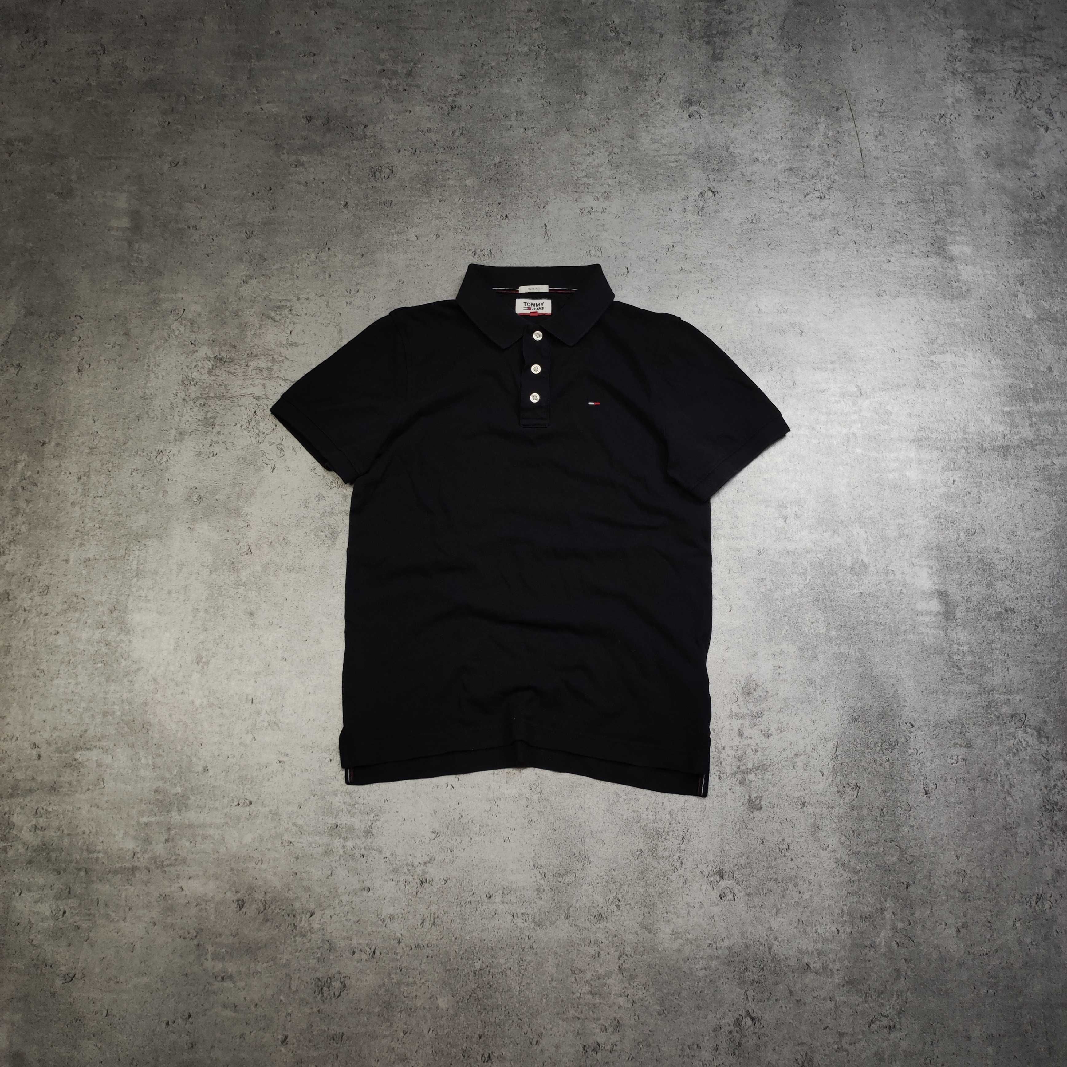 MĘSKA Koszulka Polo Elegancka Czarna Bawełna PREMIUM Tommy Hilfiger