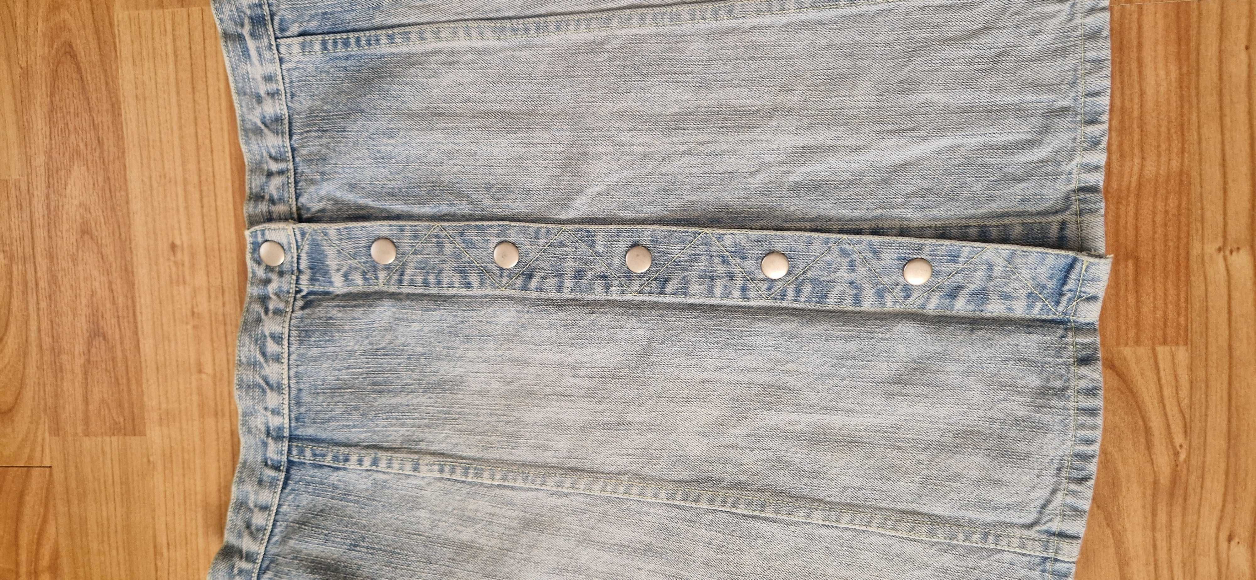 Spódniczka jeansowa na zatrzaski trapezowa M jeans