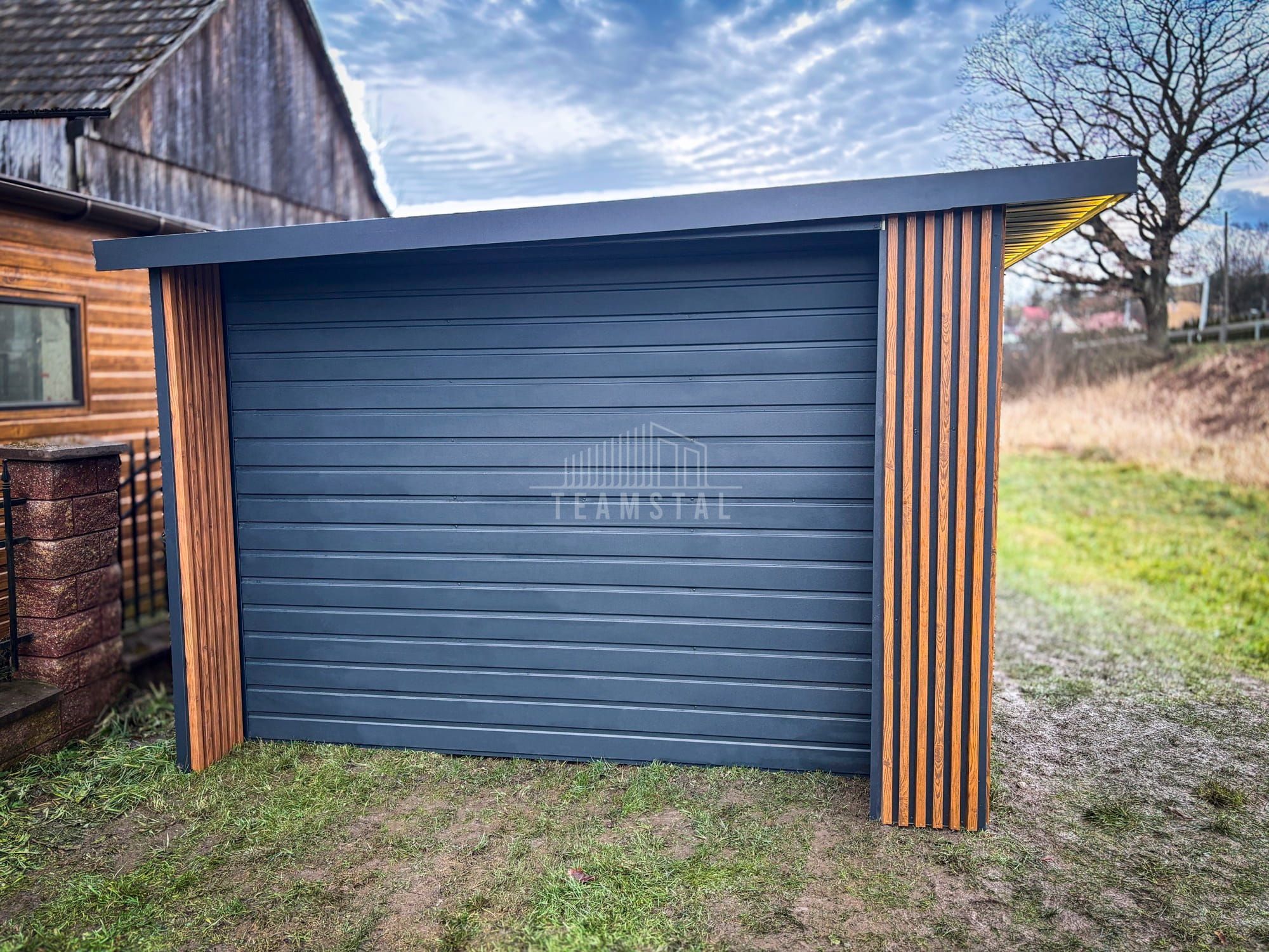 Schowek Domek PREMIUM 3x3m wiata 0,5m drzwi okno Dekor z lameli TS991