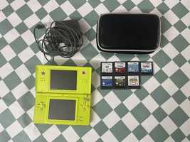 Nintendo ds lite verde c/jogos e bolsa