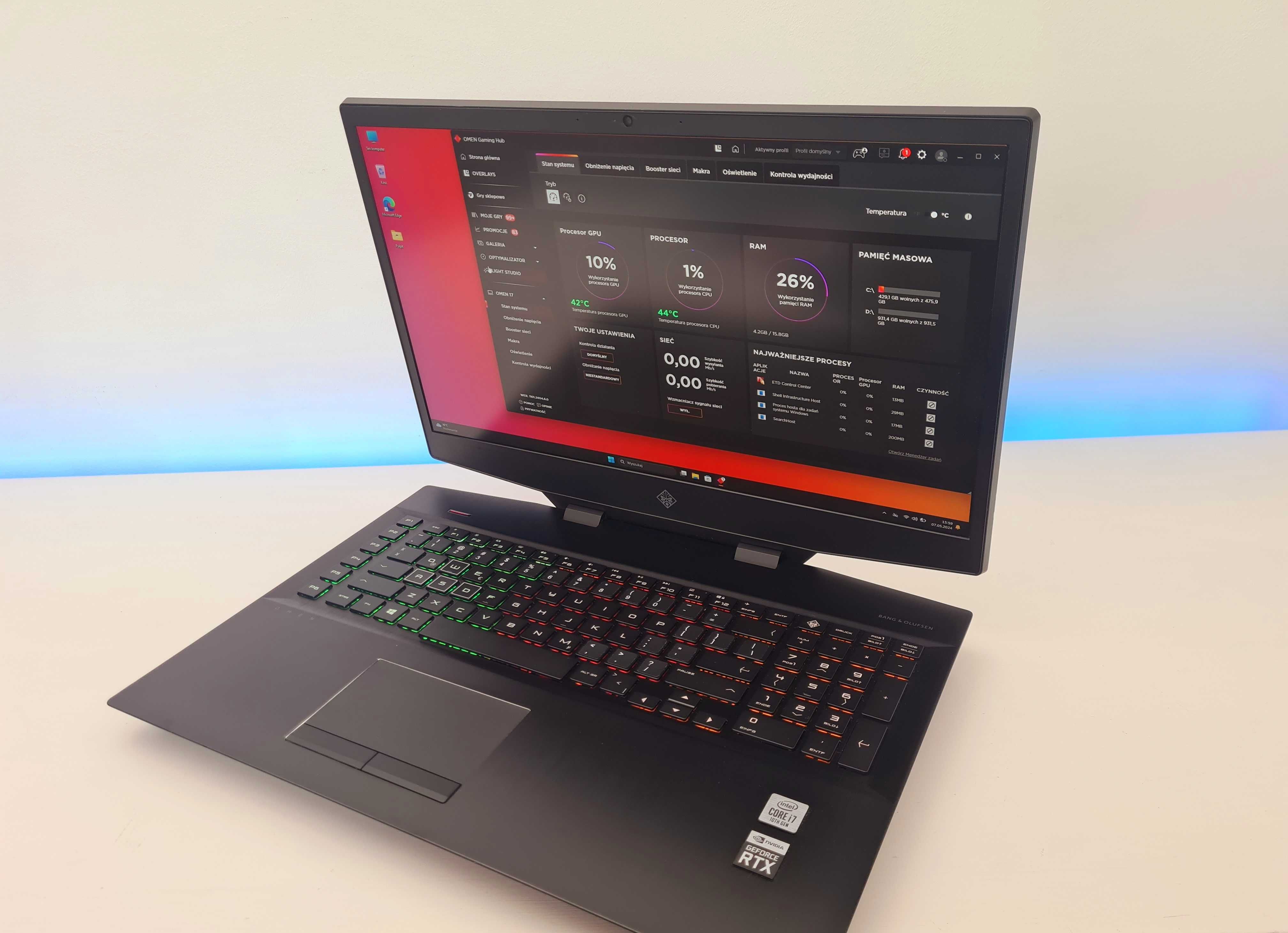 Gamingowy OMEN 17.3" i7-10th RTX 2070 16GB RAM Laptop do GIER G07