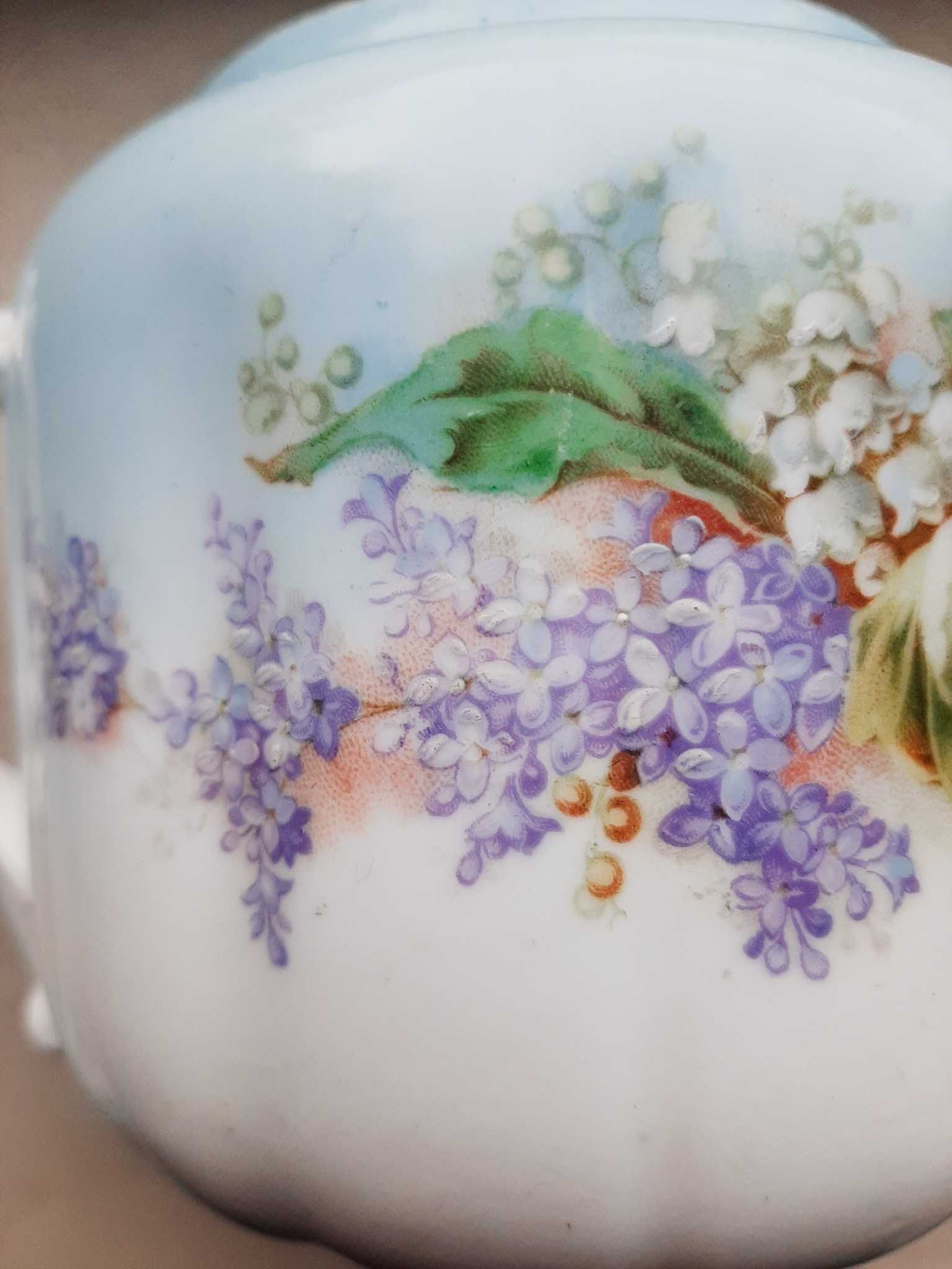 Dzbanek porcelana secesja Kuźniecow malowany