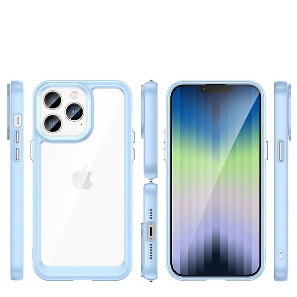 Etui Outer Braders z żelową ramką do iPhone 14 Pro Max niebieski