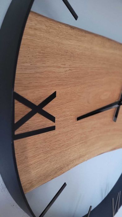 Zegar ścienny 60cm naturalne drewno dębowe. Loft, Rękodzieło Prezent