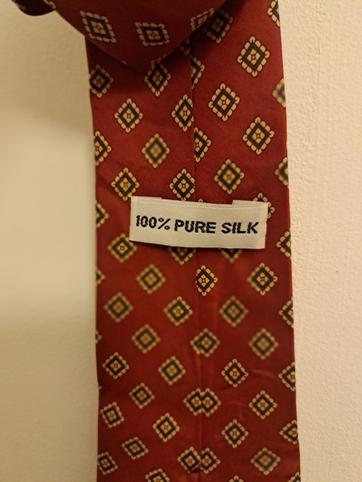Krawat męski pure silk jedwabny wiśnia 100% silk jedwab