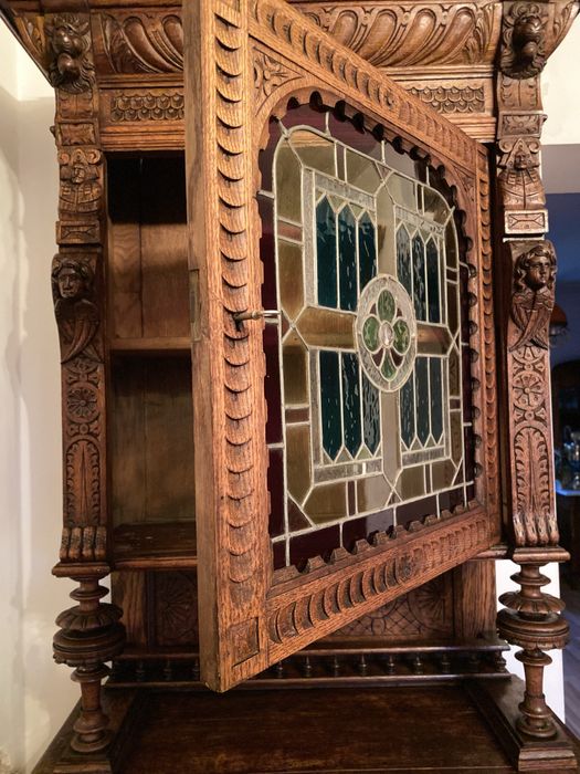 Neorenesansowy Kredens Francuski Dąb Antyk