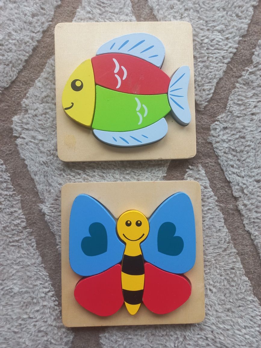 Układanka drewniana puzzle drewniane Playtive ryba motyl