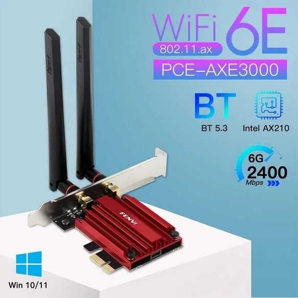 Wi-Fi 6E адаптер FENVI AXE3000 intel ax210 + Bluetooth и WiFi 7 BE200