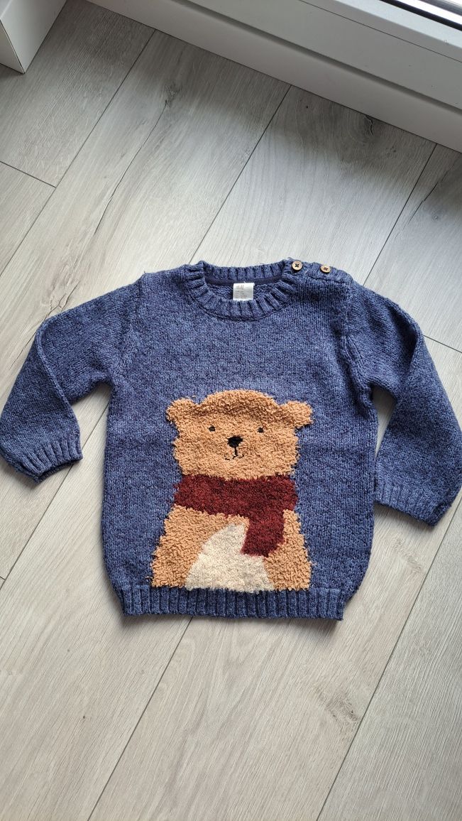 H&M HM sweter sweterek z misiem Teddy 86cm