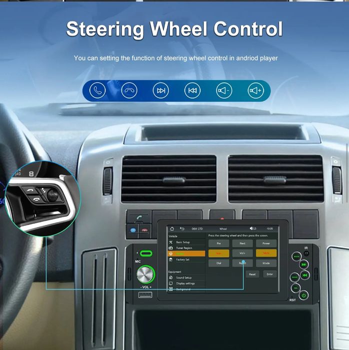 Rádio 1din 5 polegadas CARPLAY Android auto Bluetooth RDS NOVO