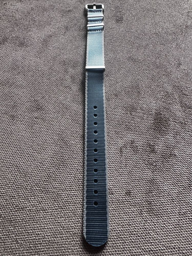 Pasek NATO Premium 20mm Nowy błękitny srebrne błękit