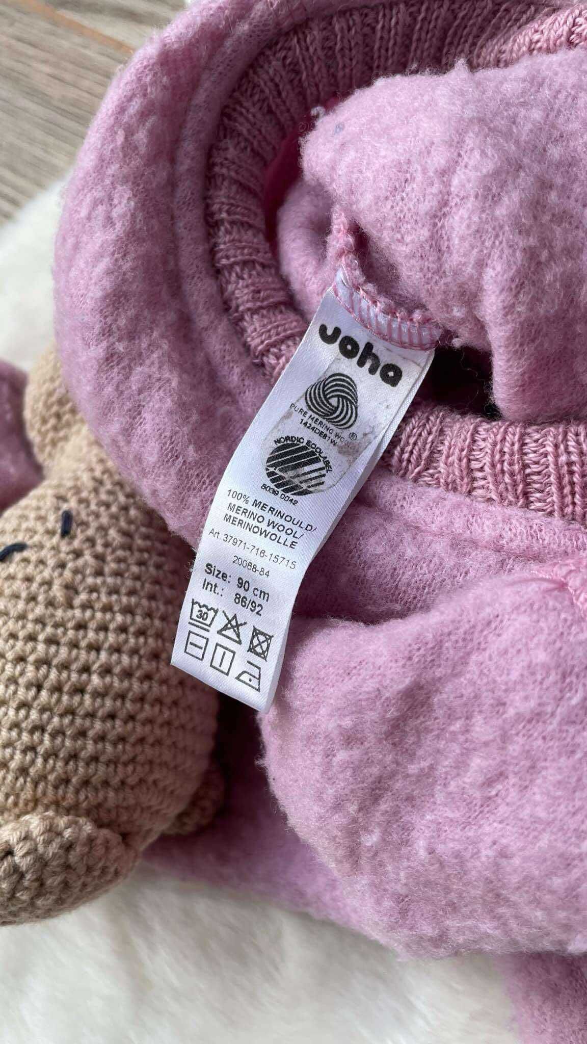 Joha różowy kombinezon 100% merino 86/92