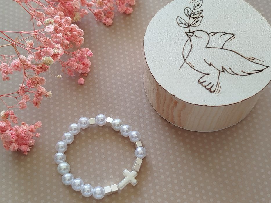 Bransoletka RÓŻANIEC z Hematytem w personalizowanym pudełku