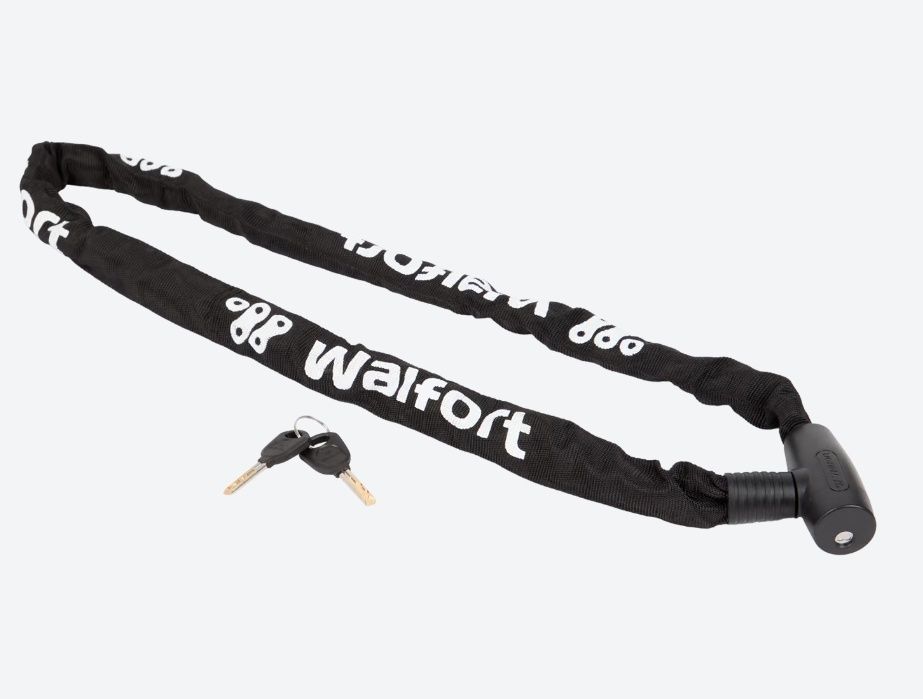 Zamek rowerowy łańcuchowy Walfort z kluczykiem – czarny, 90 cm