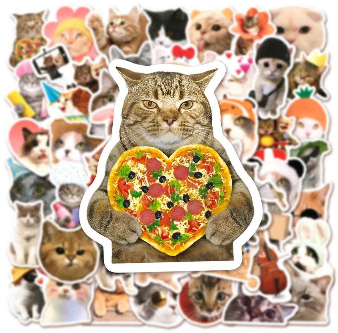 Виниловые наклейки коты мемные стикеры стикерпак котики мемы милые