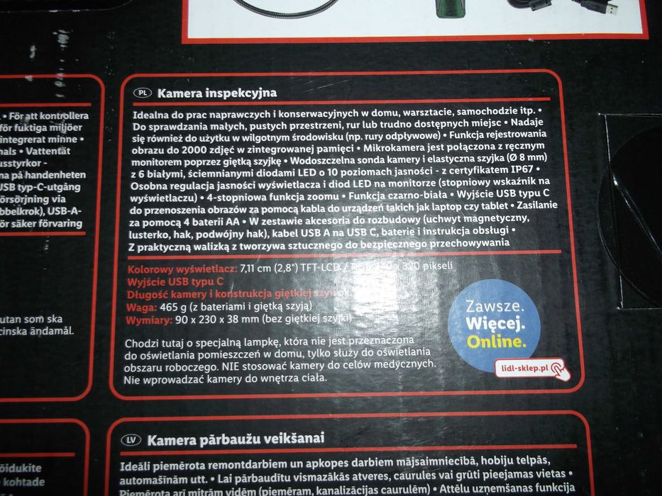 Kamera inspekcyjna z wyświetlaczem PARKSIDE endoskop