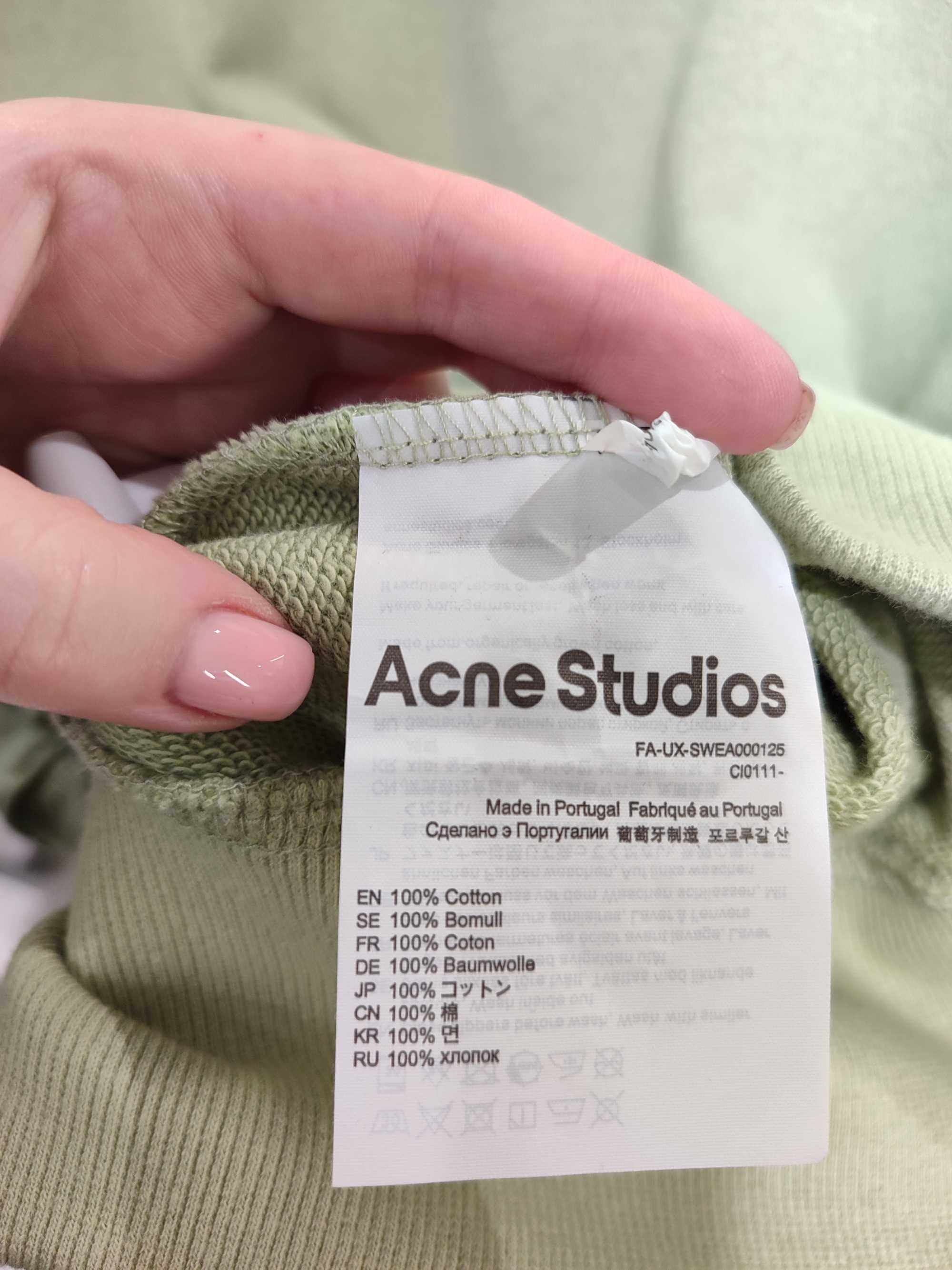 Світшот Acne Studios Face Patch Crewneck Sweatshirt Sage