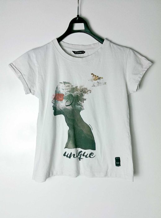 Damska bluzka koszulka t-shirt top krótki rękaw biała Unique Diverse S