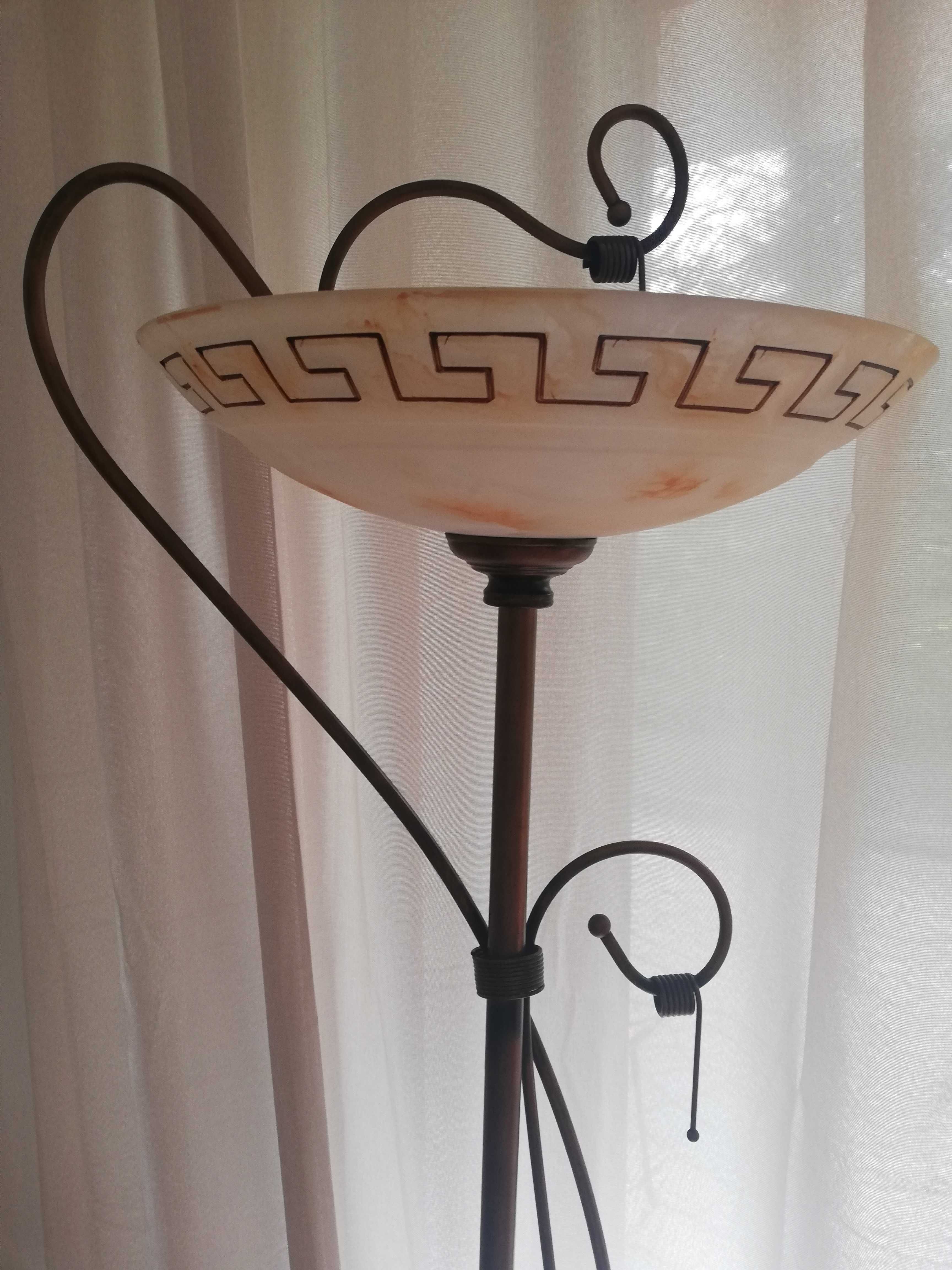 Lampa stojąca 175 cm, metalowa ze szklanym kloszem