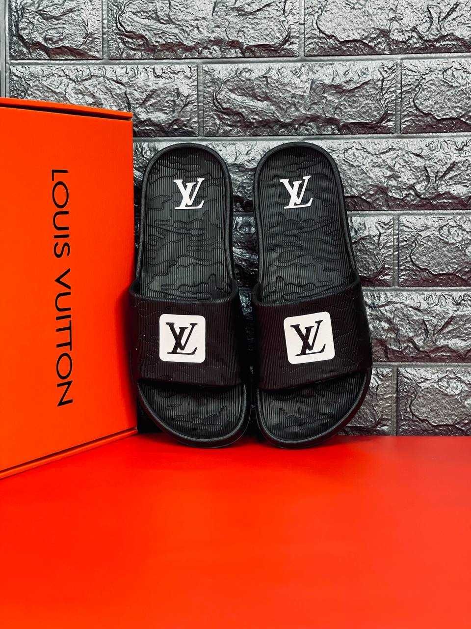Шльопанці Louis Vuitton чоловічі Стильні Black Camouflage Пляжные Хит!