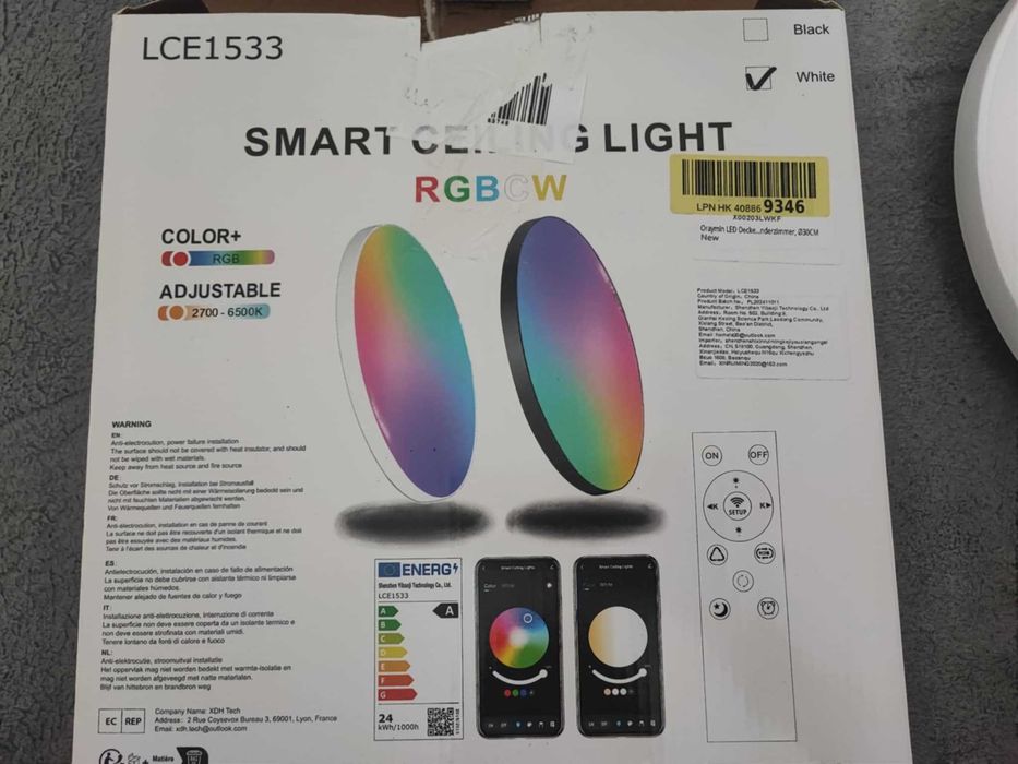 OPPEARL LED Lampa Sufitowa RGB 24 W