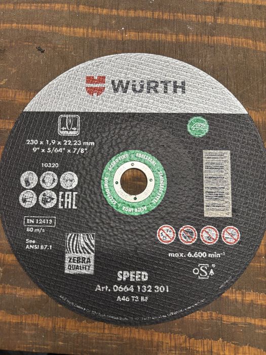 Tarcze do ciecia metalu Wurth 230x1,9x22,23    45 sztuk