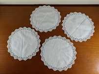 Conjunto napron, tecido e crochet, /4 peças/ em branco
