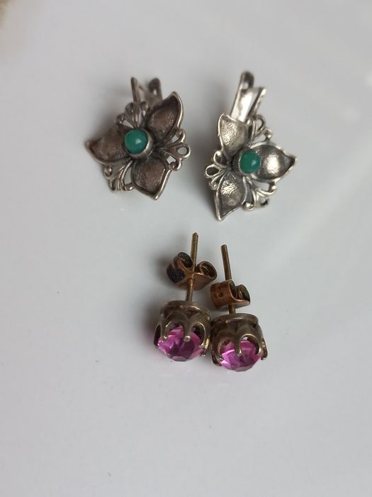 Серьги серебро 875проба звезда