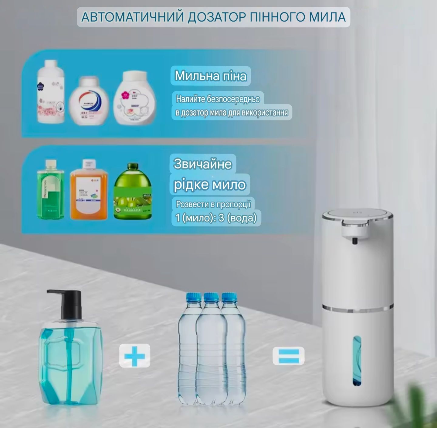 Автоматичний дозатор мила 380 мл,сенсорний, акумуляторний