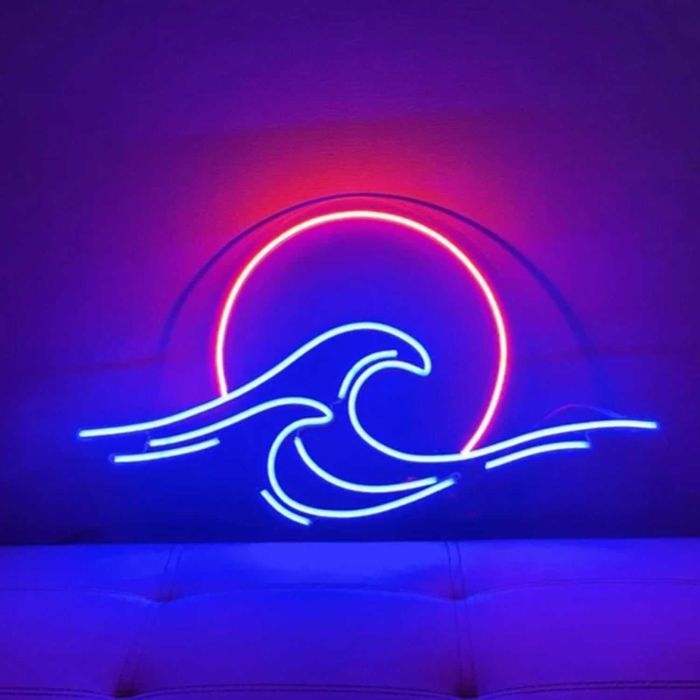 Neon LED Dekoracyjny SUNSET WAVE Wielokolorowy Ściemnialny 22x38cm USB