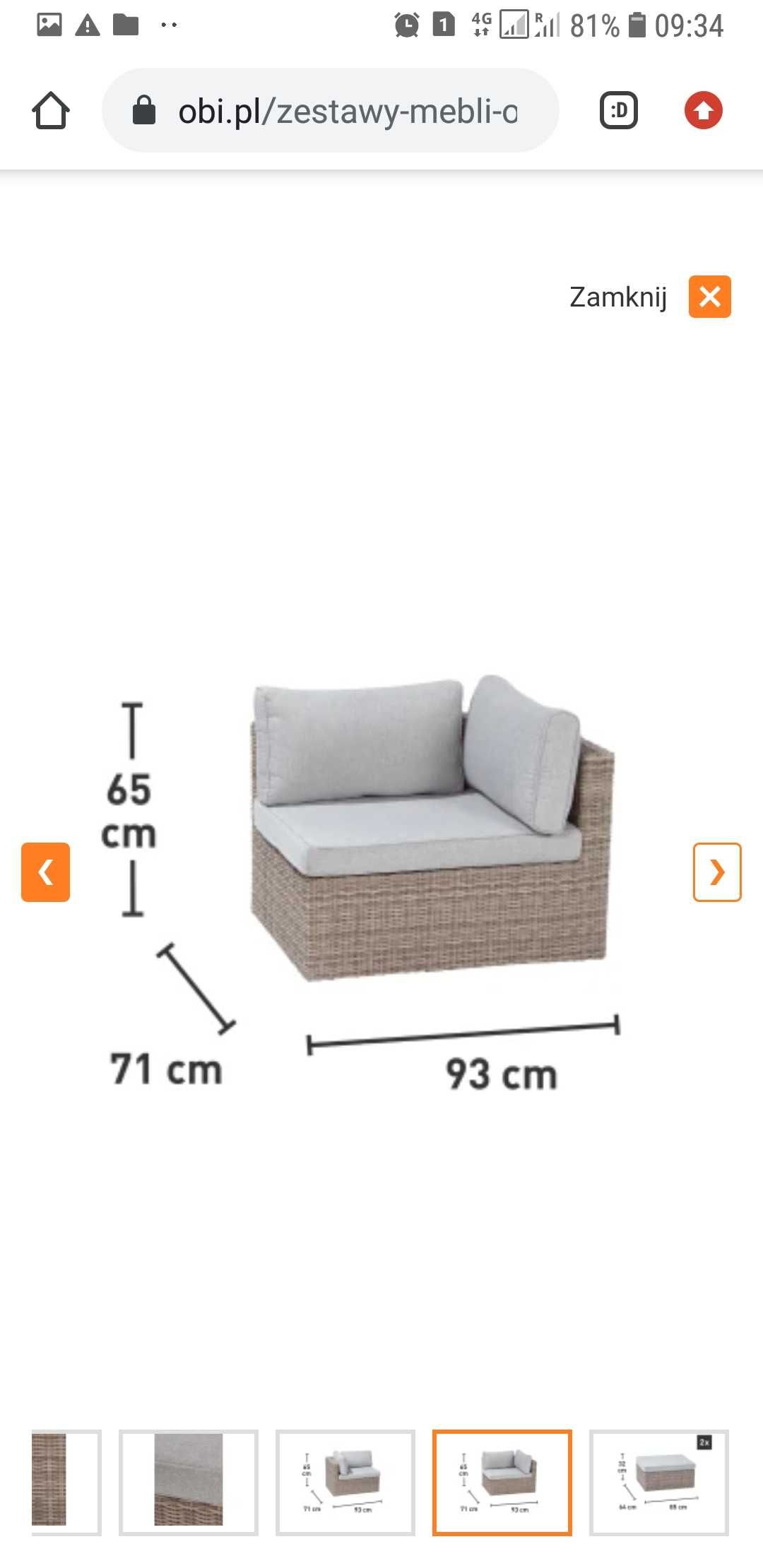 Meble ogrodowe sofa pufy stolik