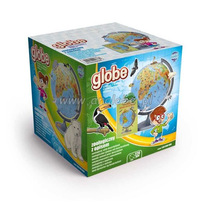 Globus Zoologiczny 220mm + książeczka + kolorowy karton + aplikacja