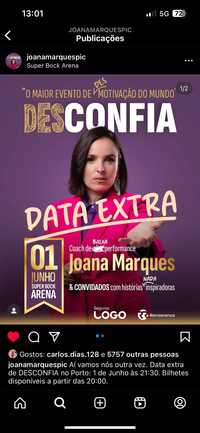 BILHETE VIP desconfia Joana Marques 1 junho - 16:30h