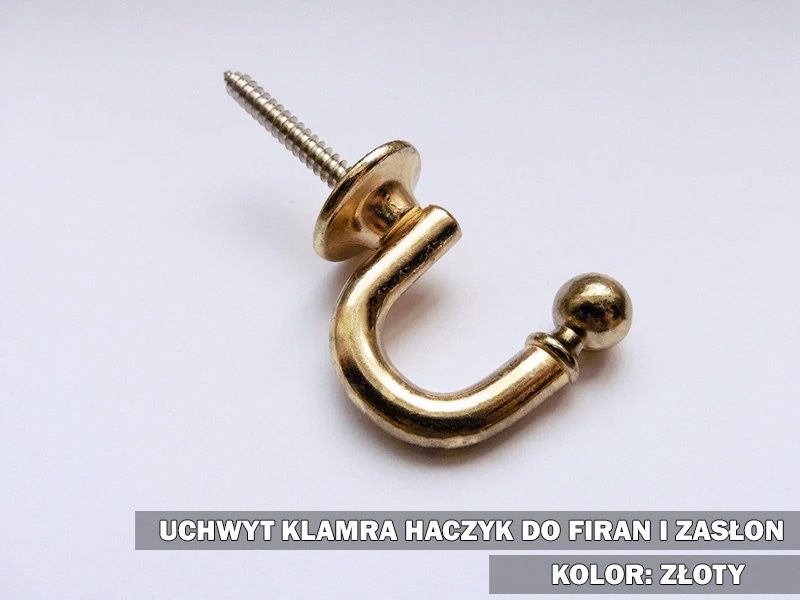 Uchwyt klamra haczyk do firan i zasłon złoty 30mm