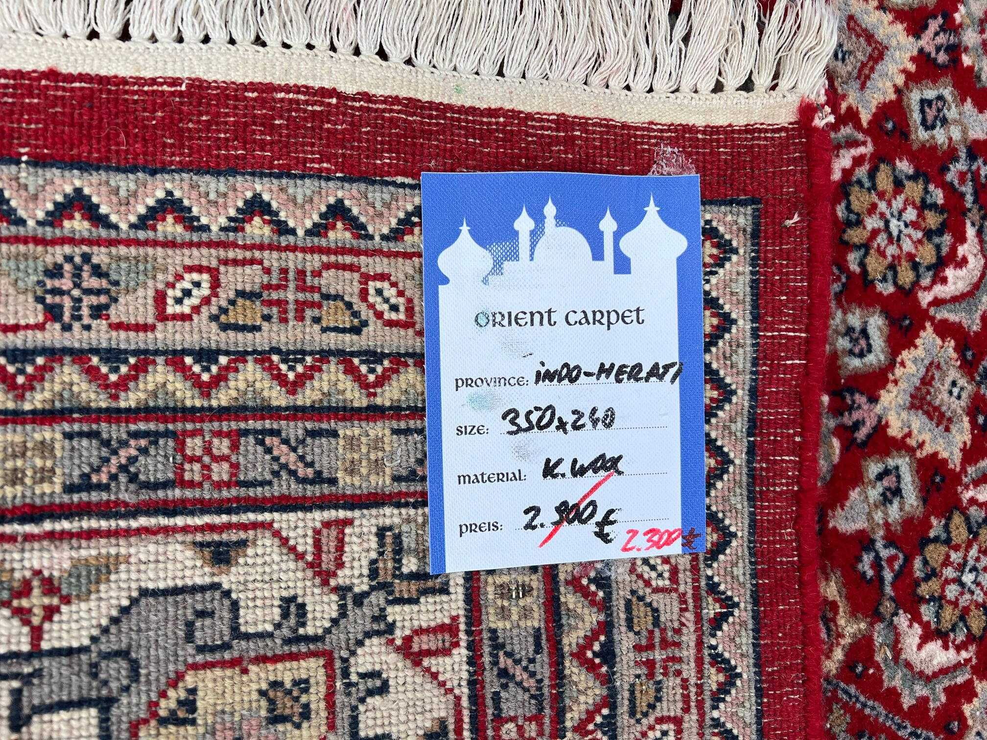 Kaszmirowy dywan perski ręczny Indo-Herati 350x240 galeria 14 tys