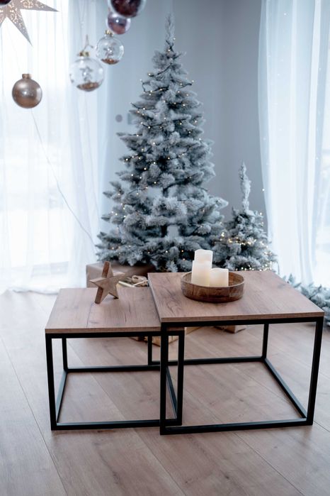 Stoli kawowy 2w1 kwadrat złoty craft, loft, ława