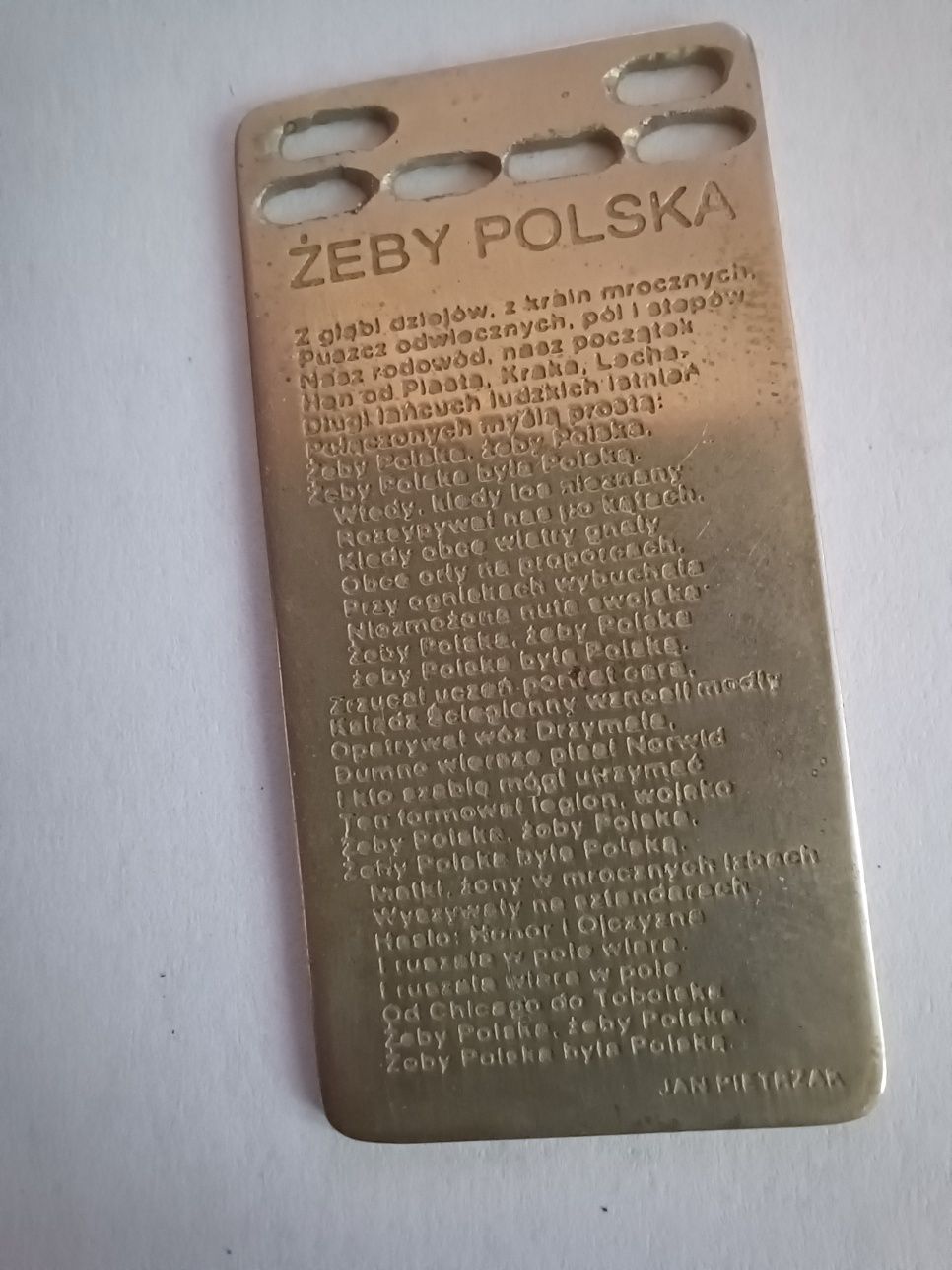 Stary wisiorek nieśmiertelnik Żeby Polska Jan Pietrzak