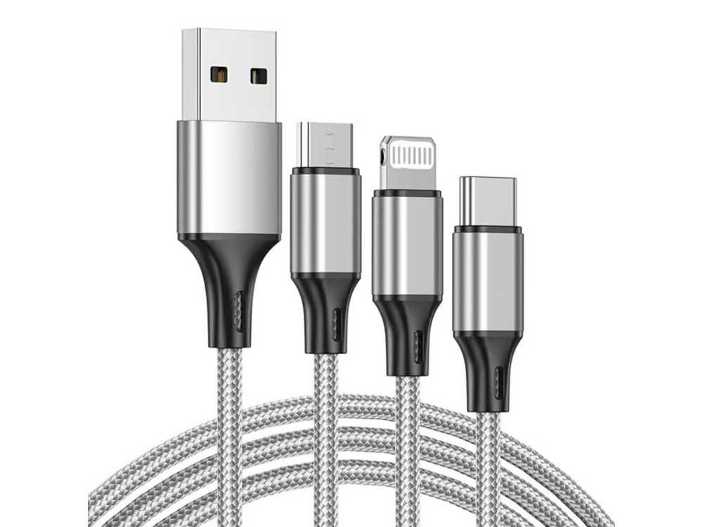 Kabel usb 3w1 do telefonu przewód  iphone micro usb type-c 1,2m